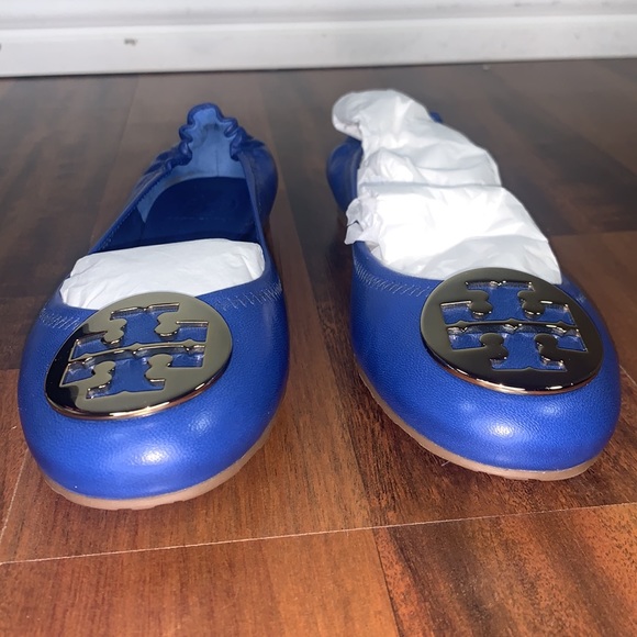 Tory Burch Reva Mestico Blue Nile and Gold Ballet Flats - Picture 6 of 10